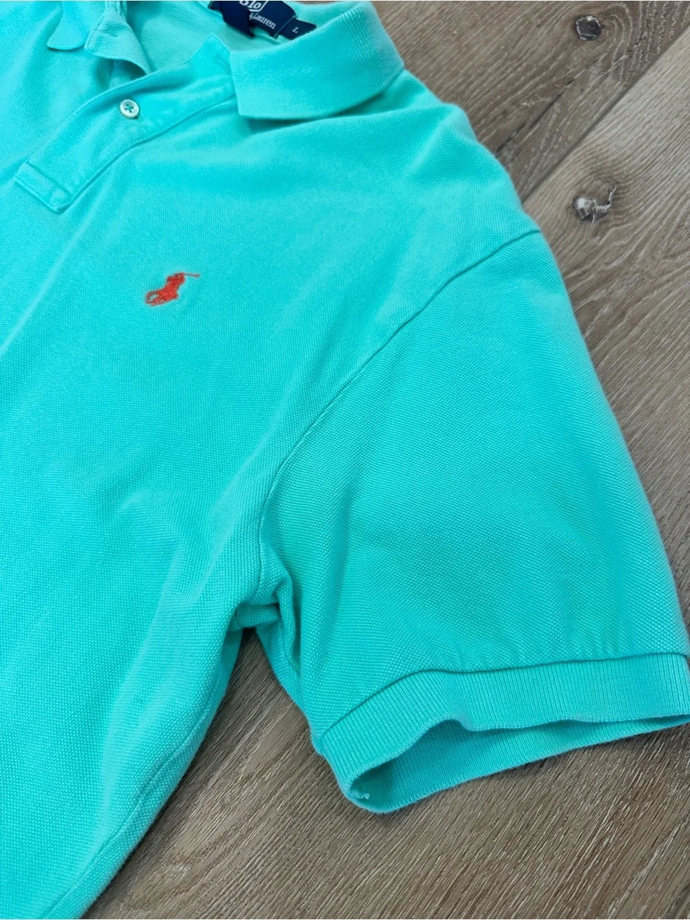 Polo Ralph Lauren Sea Foam Green Polo Shirt Men's Size L Orange Pony Logo